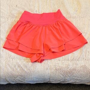 Offline by Aerie Coral Pink Tiered Ruffle Lined Athletic Shorts